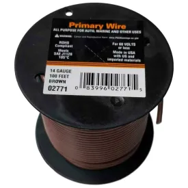 14 Gauge Stranded Brown, GPT Primary Wire, 100 foot