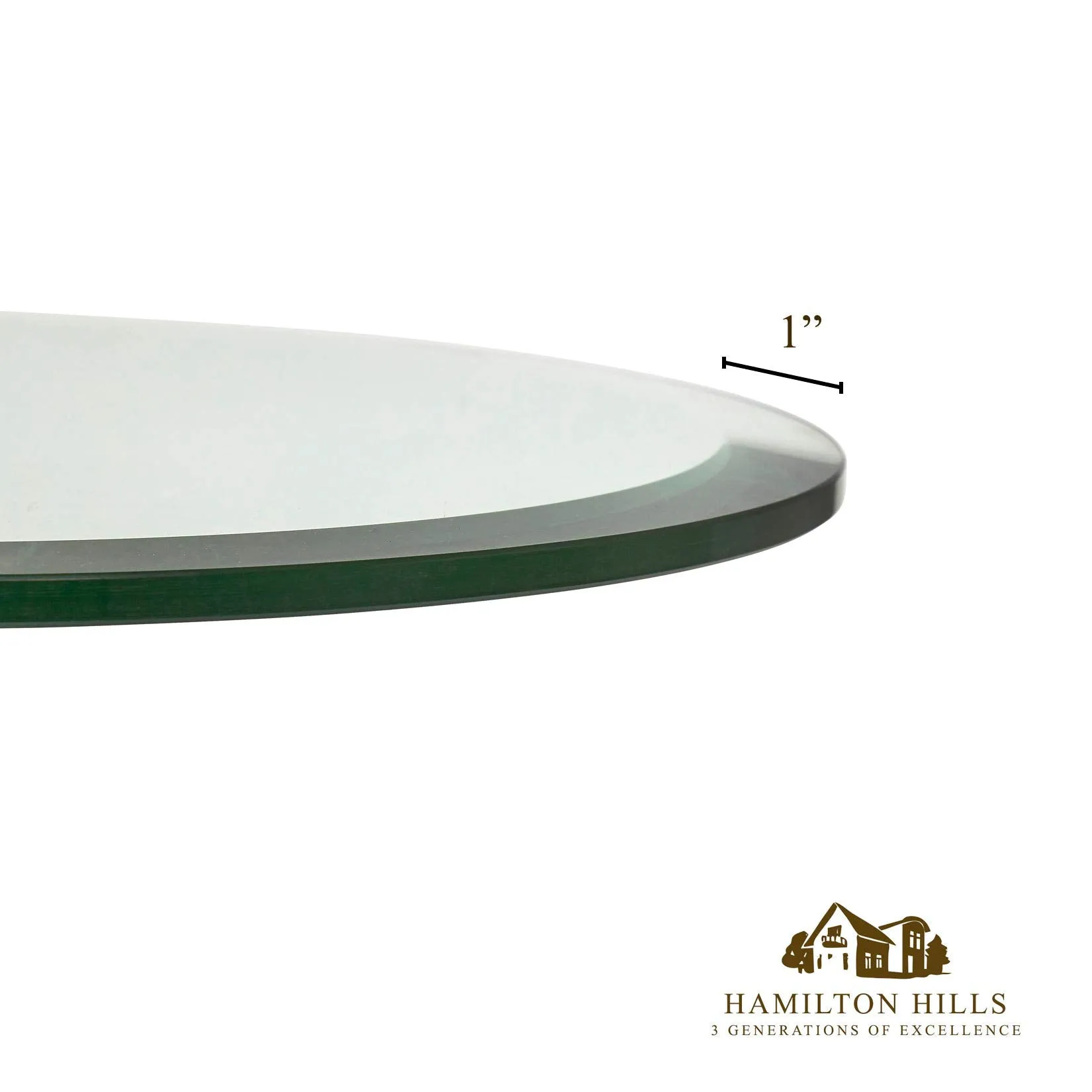 20 Inch Beveled Glass Table Top | 3/8" Thick Tempered Polished Edge | 20" Diameter 1"