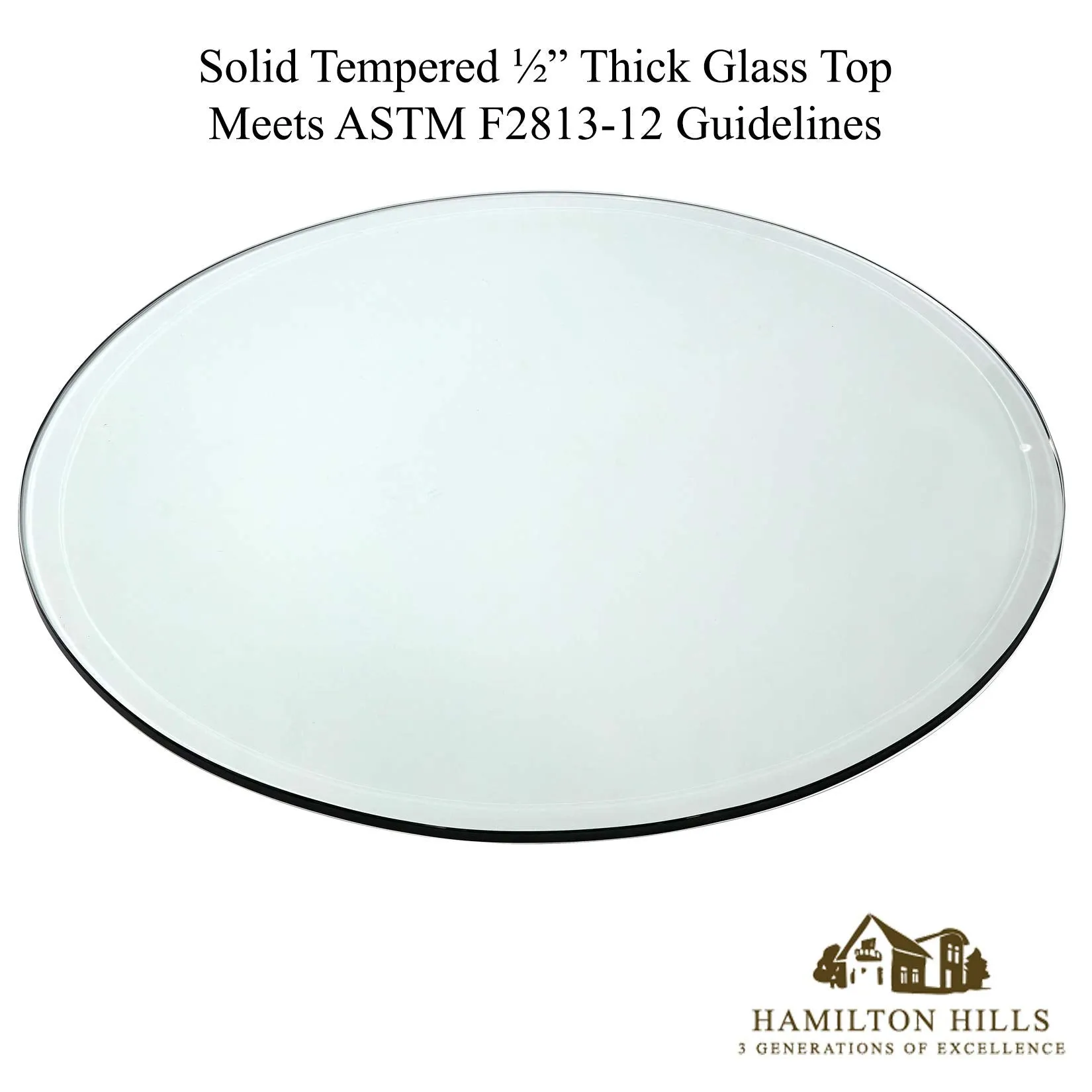 20 Inch Beveled Glass Table Top | 3/8" Thick Tempered Polished Edge | 20" Diameter 1"