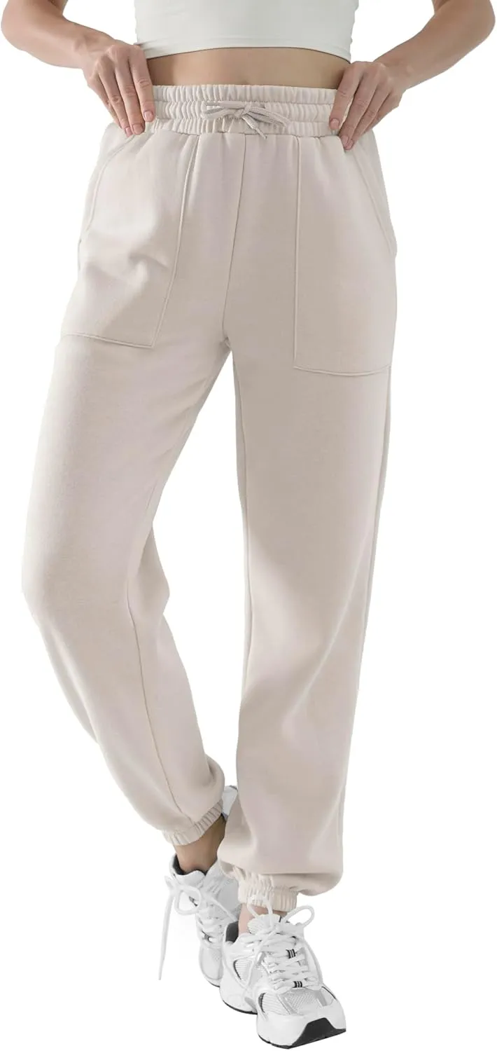 3 Pack Sweatpants for Women Fleece Lined High Waisted Joggers with Pockets Baggy Comfy Lounge Pants