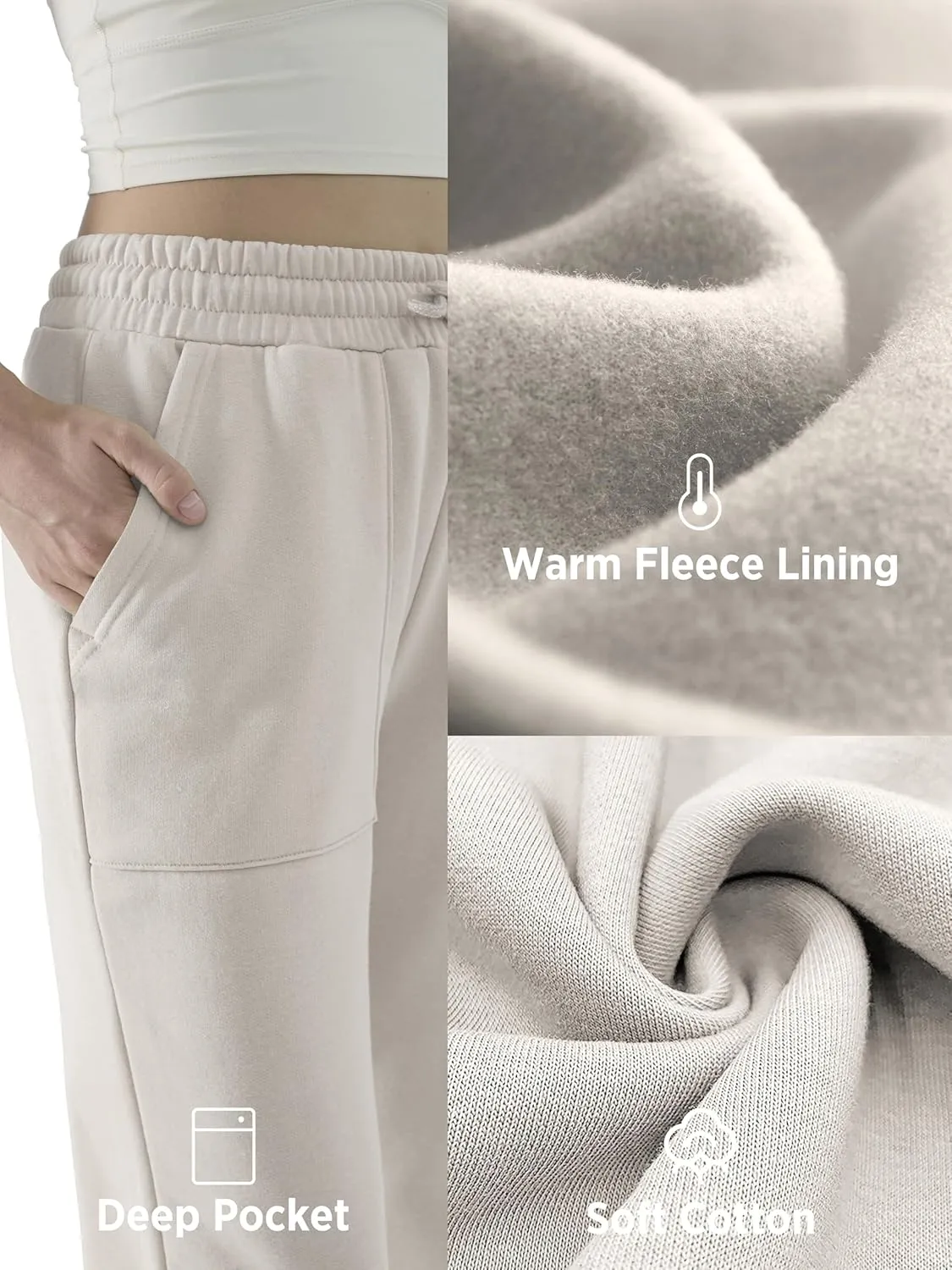 3 Pack Sweatpants for Women Fleece Lined High Waisted Joggers with Pockets Baggy Comfy Lounge Pants