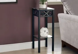 Accent Table - Black Metal With Tempered Glass
