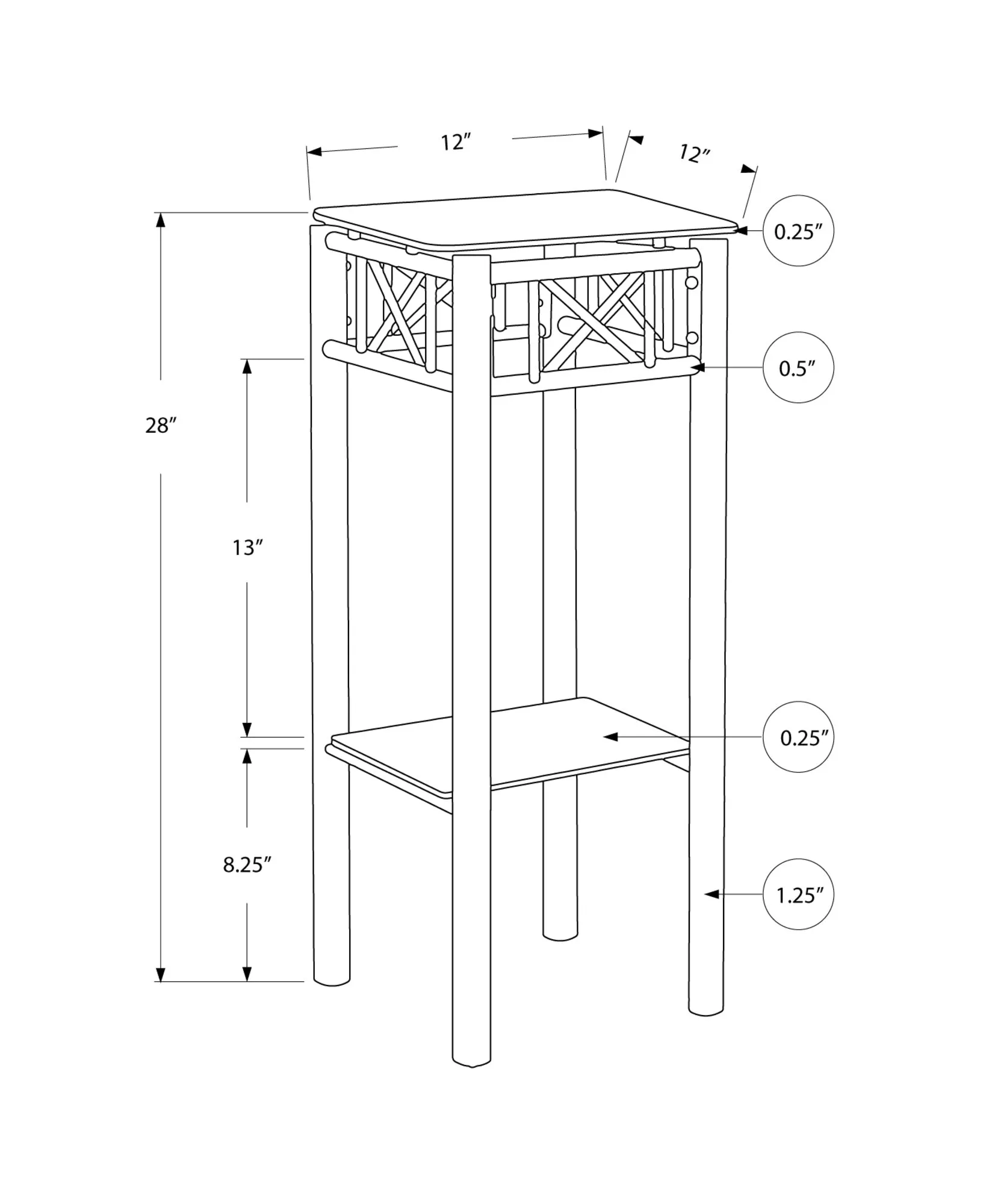Accent Table - Black Metal With Tempered Glass