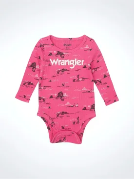 Baby Girl's Wrangler Thermal Pink Dessert Print Onesie