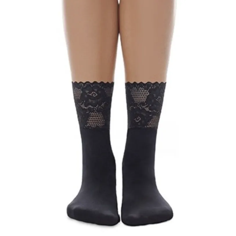 Bas Bleu 80 Denier Lace Top Ankle Socks With Silicone