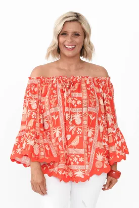 Bianco Red Tropical Trim Top