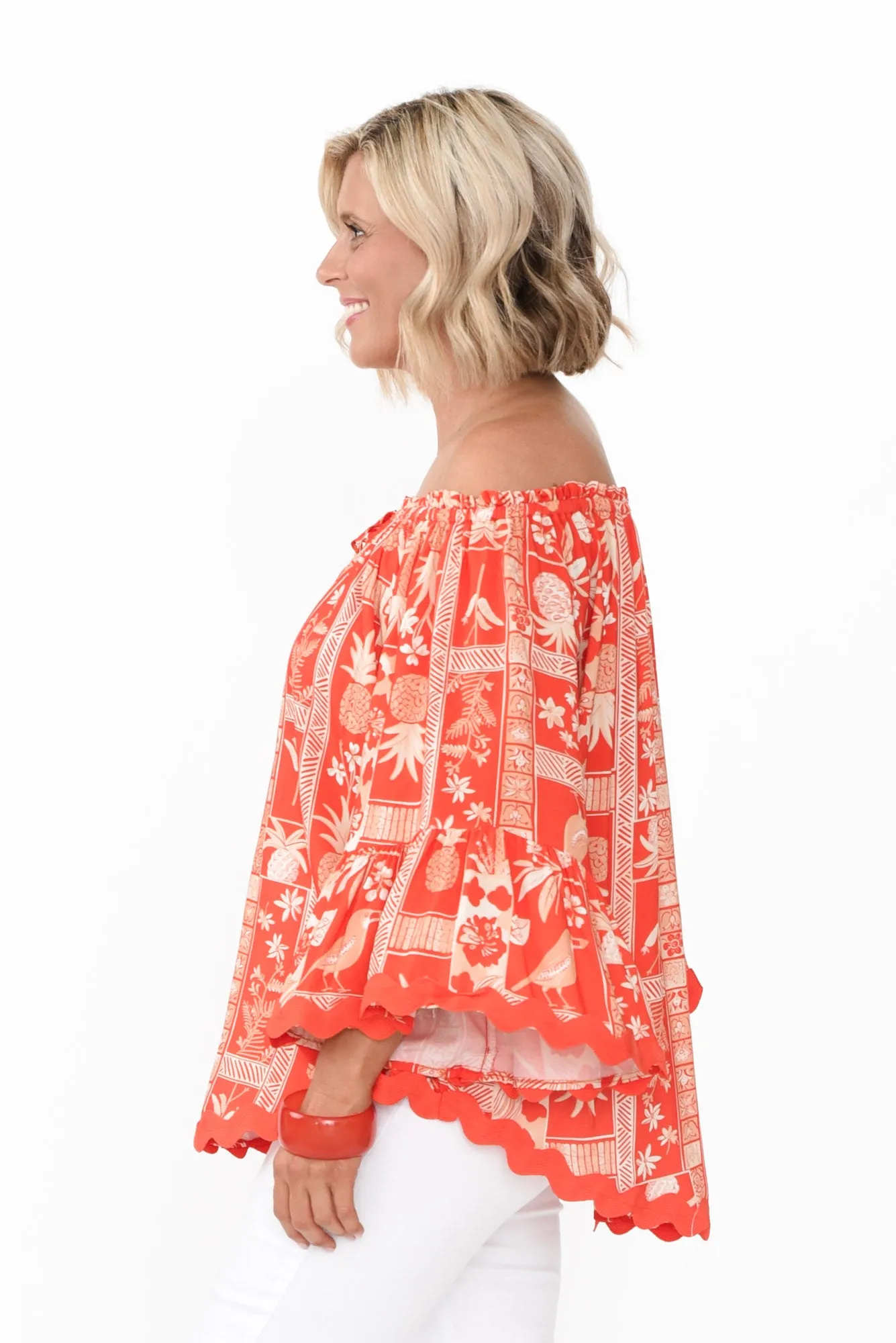 Bianco Red Tropical Trim Top
