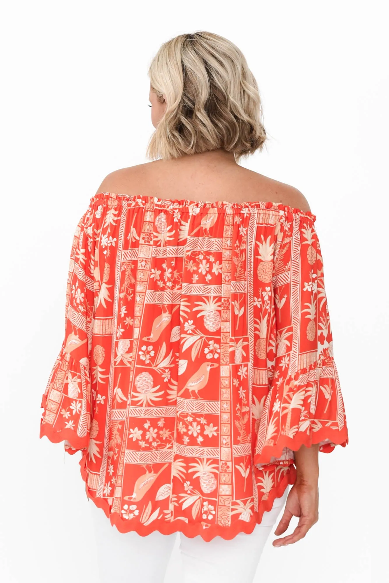 Bianco Red Tropical Trim Top