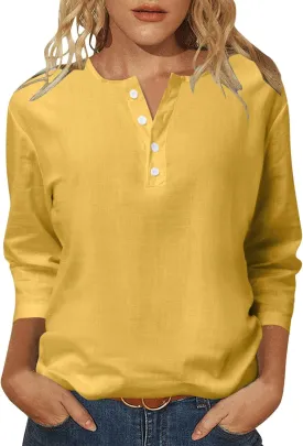 Boho Tops for Women Cotton Linen Blouse Cute Tunics Tops Embroidered Bohemia Shirts Loose Fit Beach Vacation Blouse