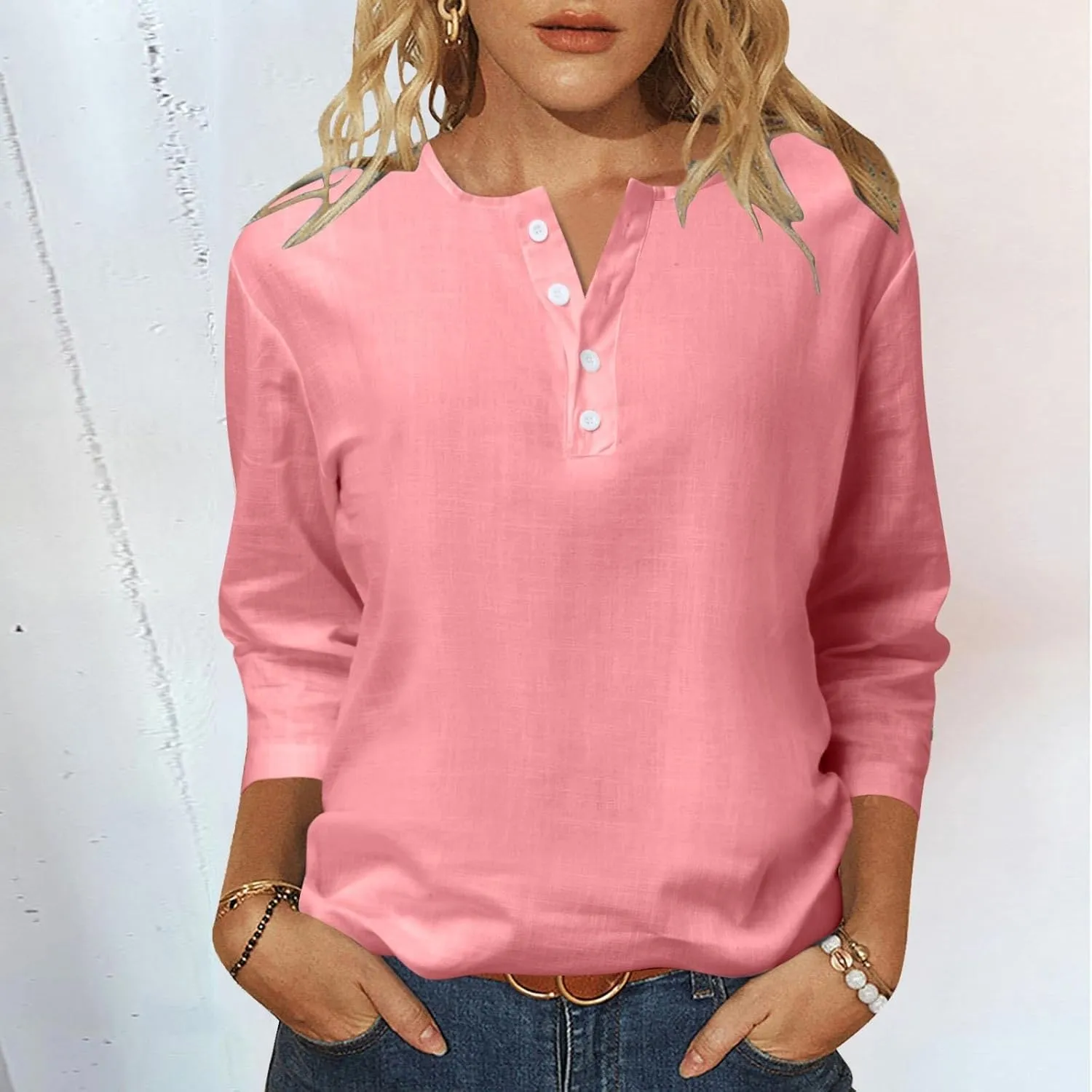 Boho Tops for Women Cotton Linen Blouse Cute Tunics Tops Embroidered Bohemia Shirts Loose Fit Beach Vacation Blouse