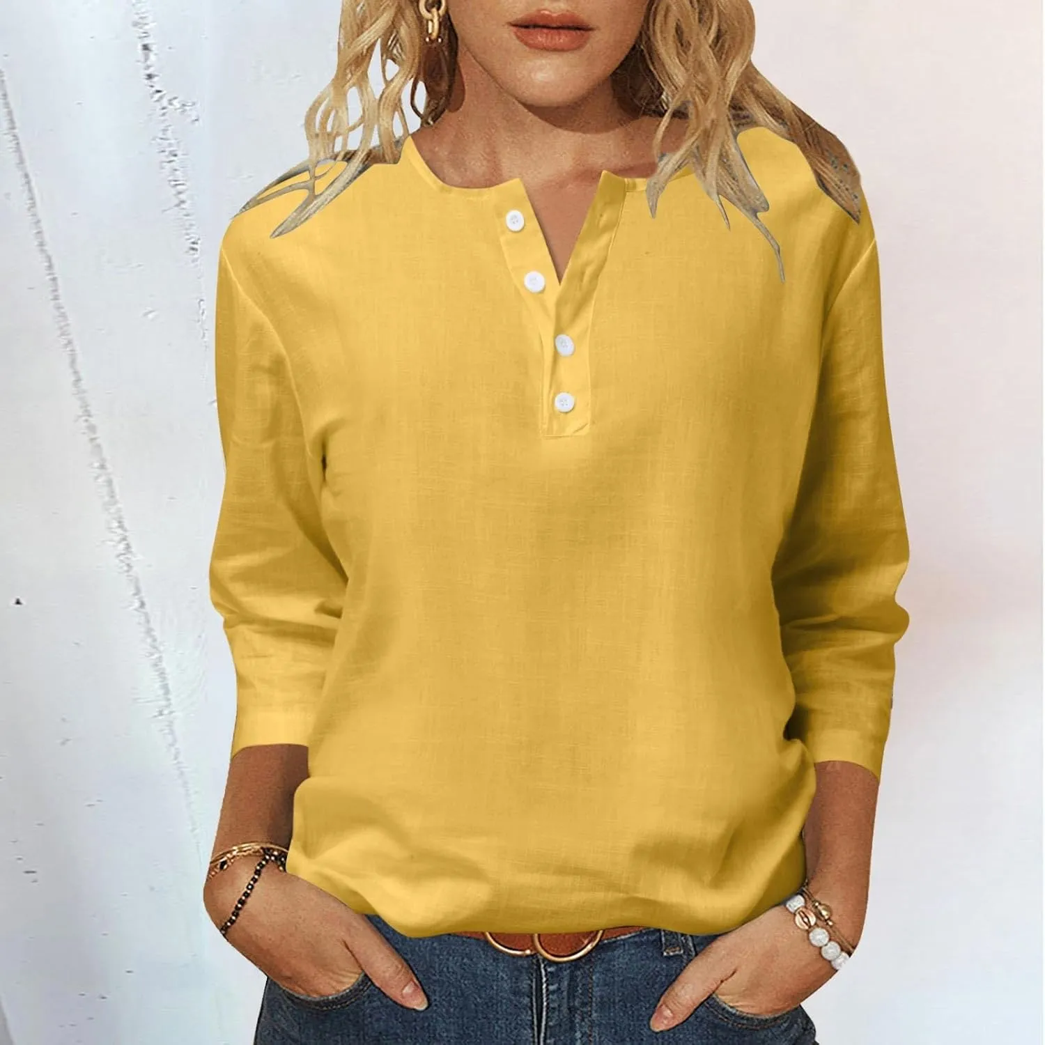 Boho Tops for Women Cotton Linen Blouse Cute Tunics Tops Embroidered Bohemia Shirts Loose Fit Beach Vacation Blouse