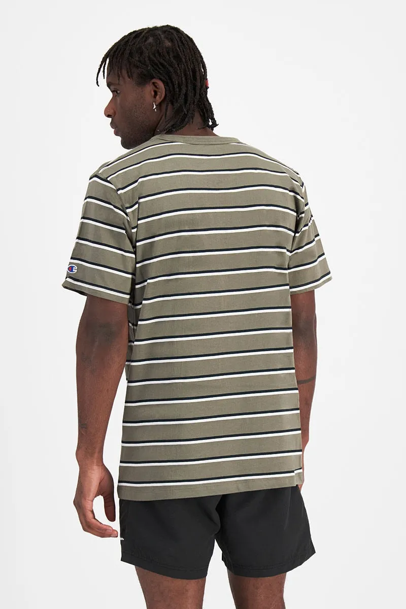 CHAMPION MEN'S STRIPE OLIVE TEE