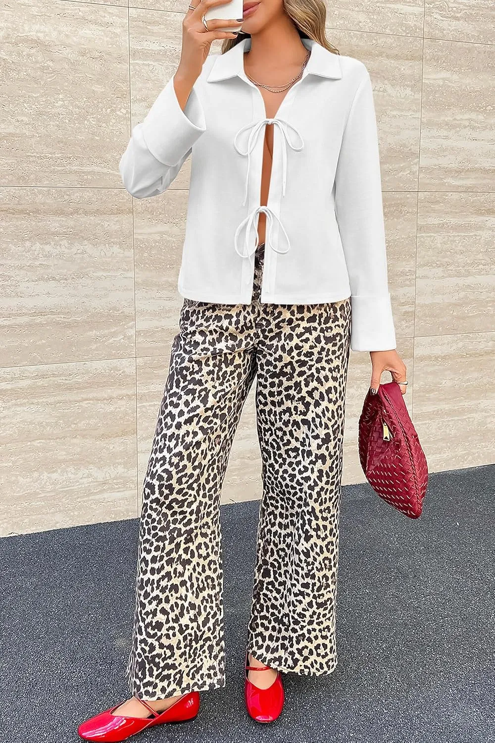 Cicy Bell Womens Going Out Tops Cute Tie Front Tops Bell Long Sleeve Bow Shirts Summer Blouses