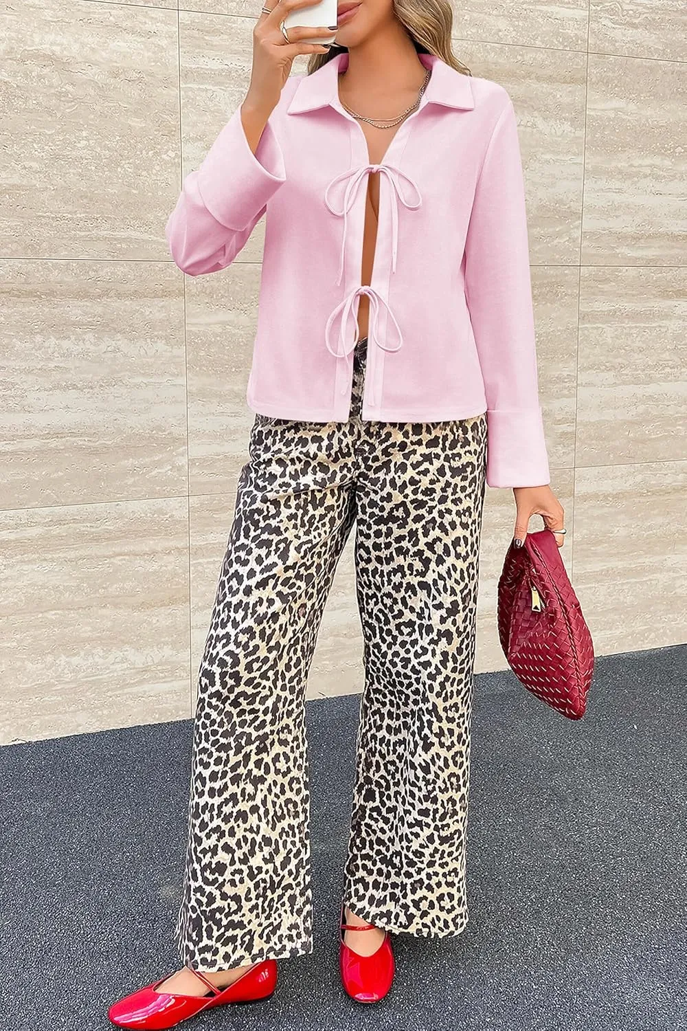 Cicy Bell Womens Going Out Tops Cute Tie Front Tops Bell Long Sleeve Bow Shirts Summer Blouses