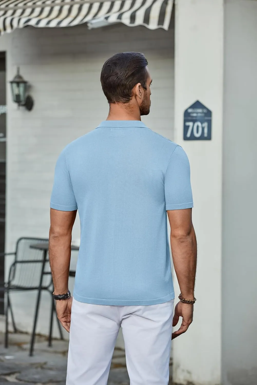 COOFANDY Men's Knit Shirt Short Sleeve Button Down Vintage Polo Shirts Casual Summer Beach Shirts