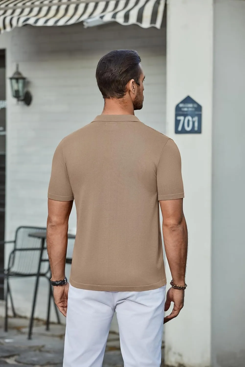 COOFANDY Men's Knit Shirt Short Sleeve Button Down Vintage Polo Shirts Casual Summer Beach Shirts