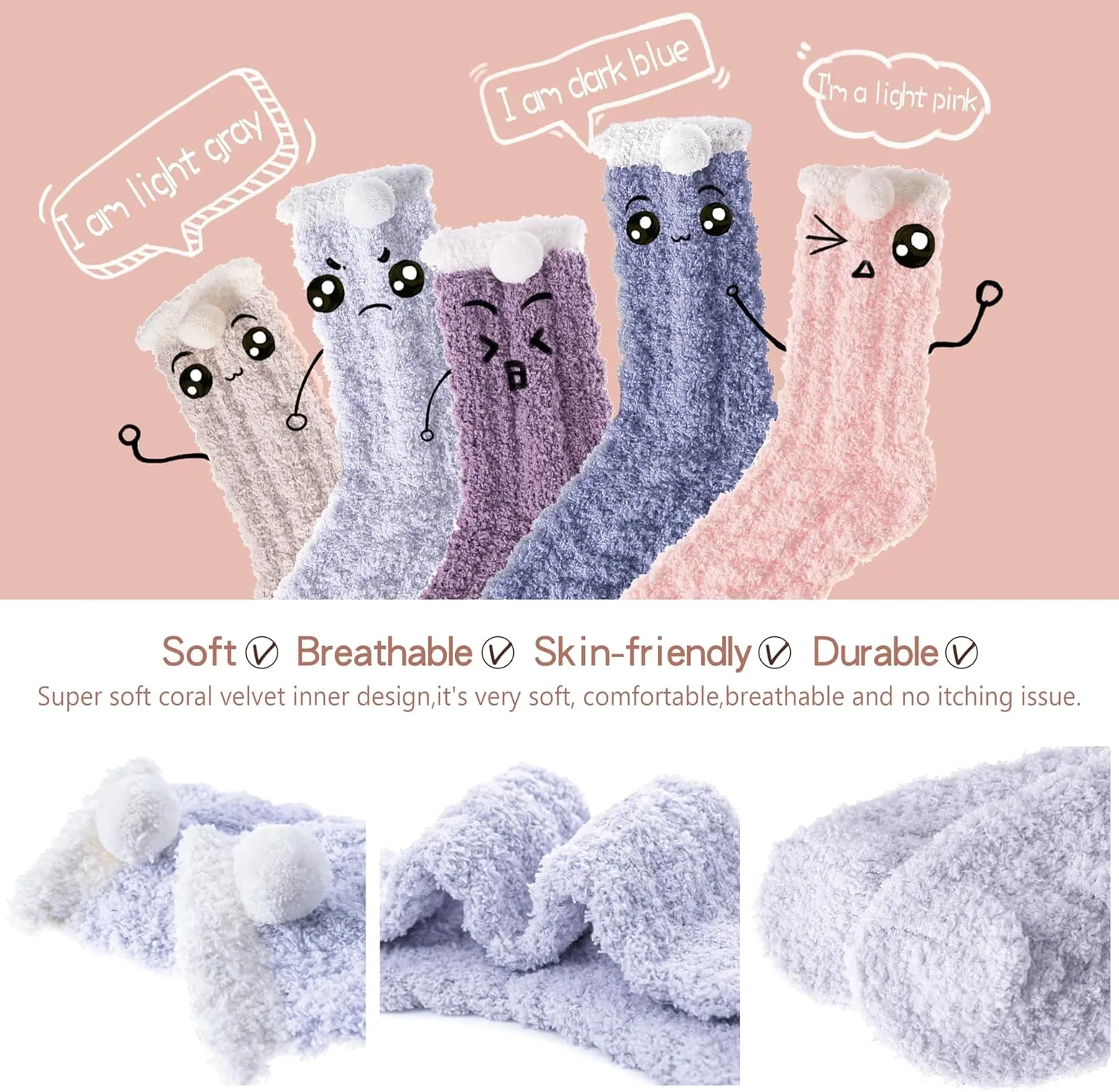 EBMORE Womens Fuzzy Socks Slipper Fluffy Cozy Comfy Cabin Plush Warm Winter Sleep Home Soft Socks