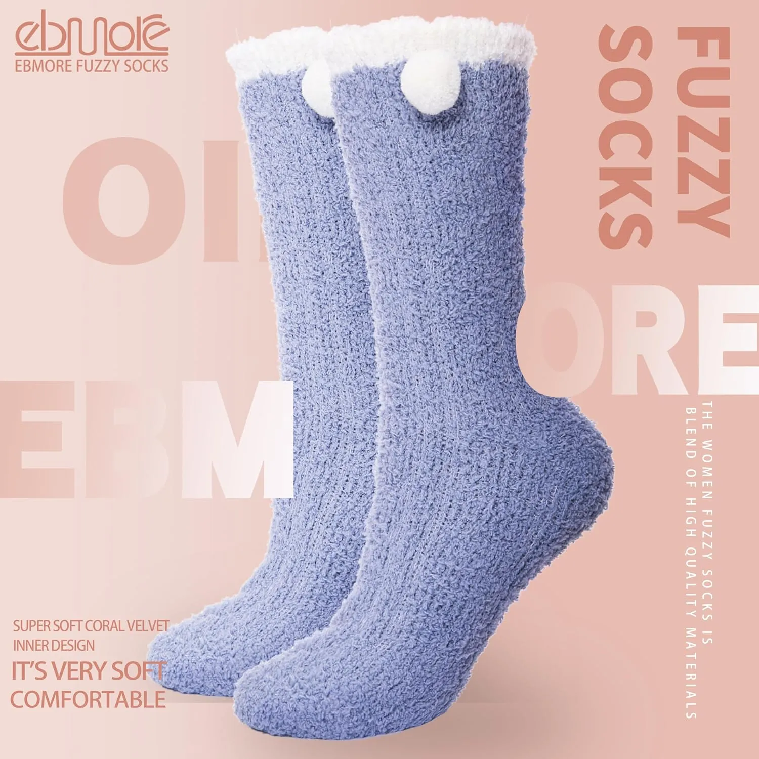 EBMORE Womens Fuzzy Socks Slipper Fluffy Cozy Comfy Cabin Plush Warm Winter Sleep Home Soft Socks