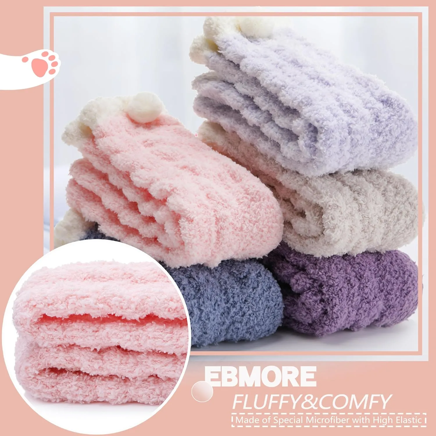 EBMORE Womens Fuzzy Socks Slipper Fluffy Cozy Comfy Cabin Plush Warm Winter Sleep Home Soft Socks