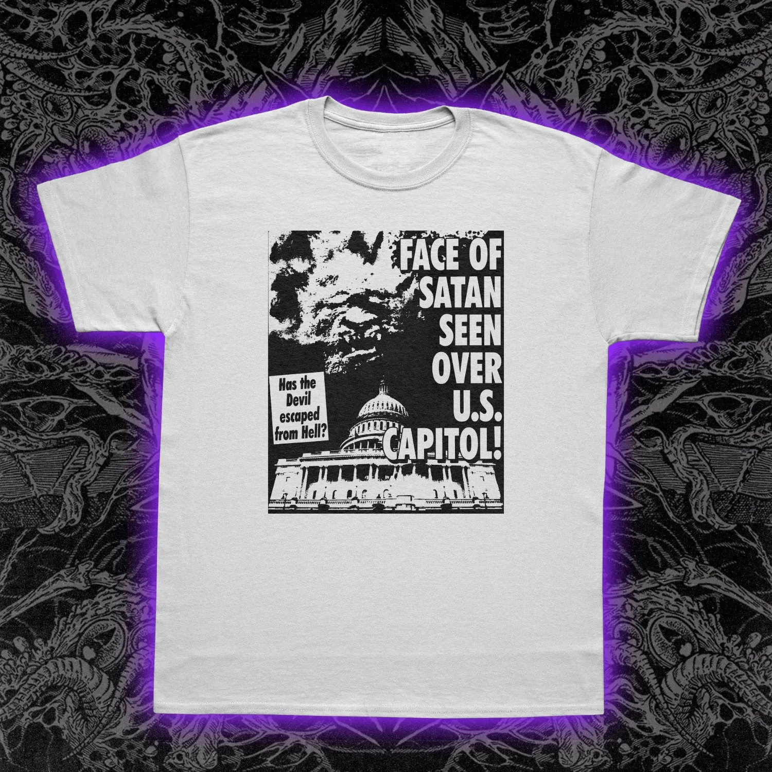 Face Of Satan Seen Over Capital Slim Fit Tee