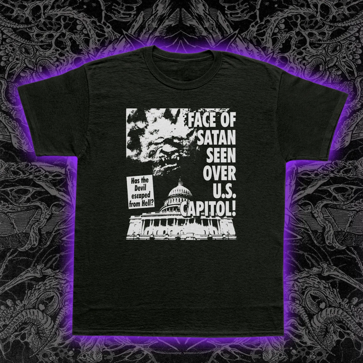 Face Of Satan Seen Over Capital Slim Fit Tee