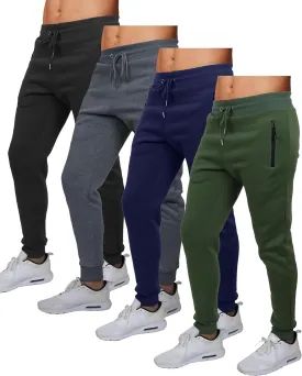 Galaxy by Harvic Mens Slim Fit Fleece Jogger Sweatpants with Drawstring and Pocket,4 Pack