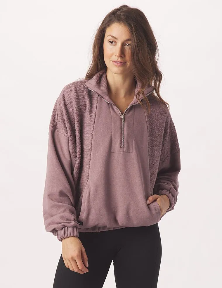 Glyder Women's Complex Quarter Zip Pullover - Lavender Bark Brown