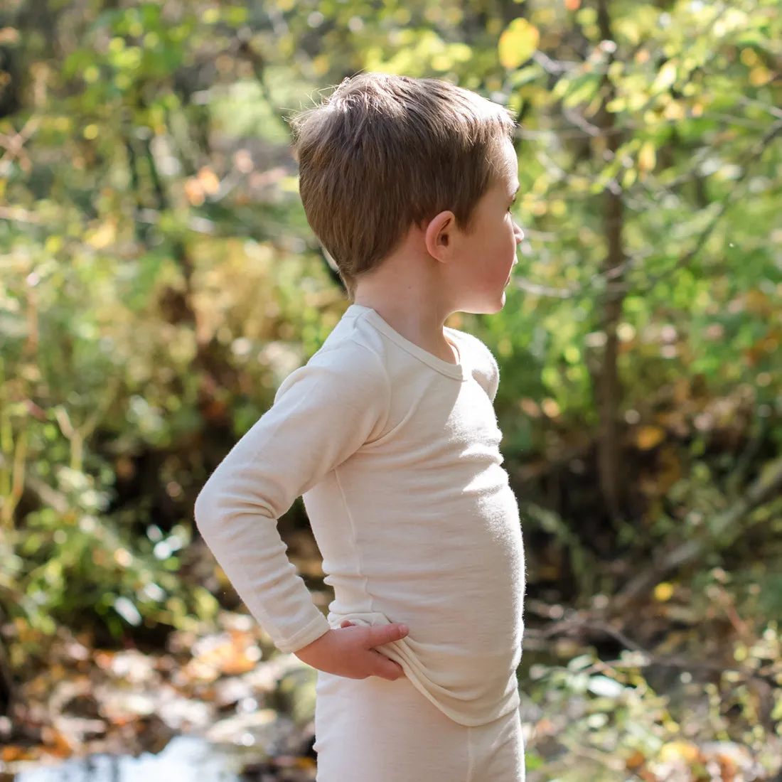 HOCOSA Kid's Organic Wool/Silk Underwear Shirt with Long Sleeves - VARIOUS COLORS