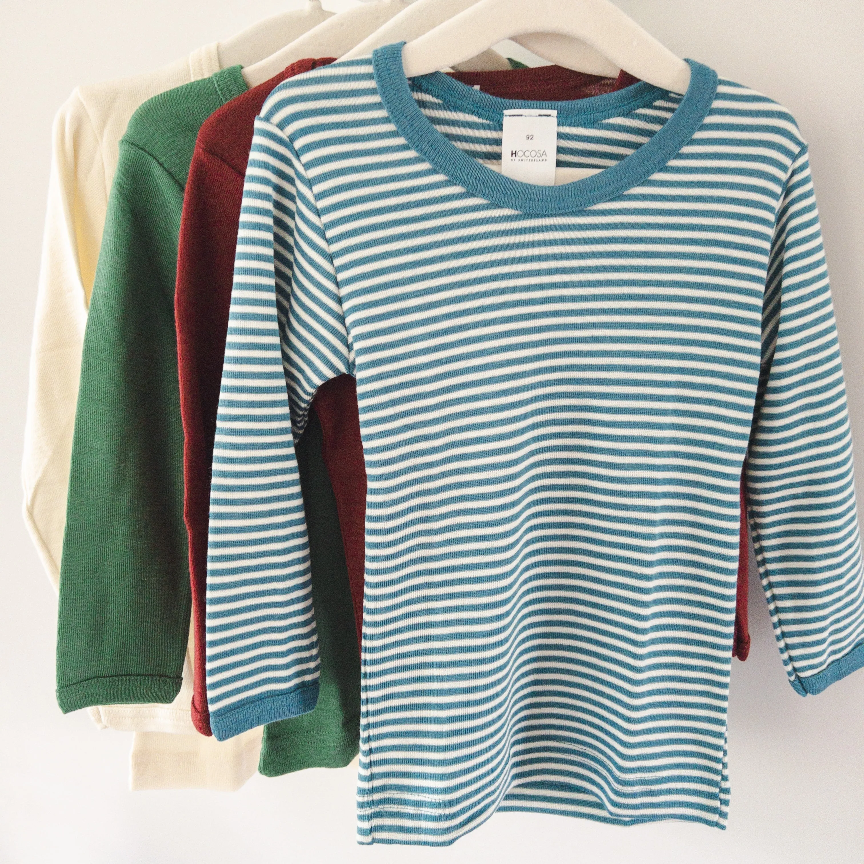 HOCOSA Kid's Organic Wool/Silk Underwear Shirt with Long Sleeves - VARIOUS COLORS