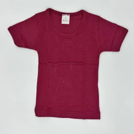 HOCOSA Kid's Organic Wool/Silk Underwear Shirt with Short Sleeves -  DARK ROSE, 2-12  yr