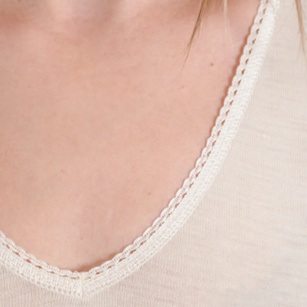 HOCOSA Organic Merino Wool Women's Long-Sleeve V-Neck Undershirt