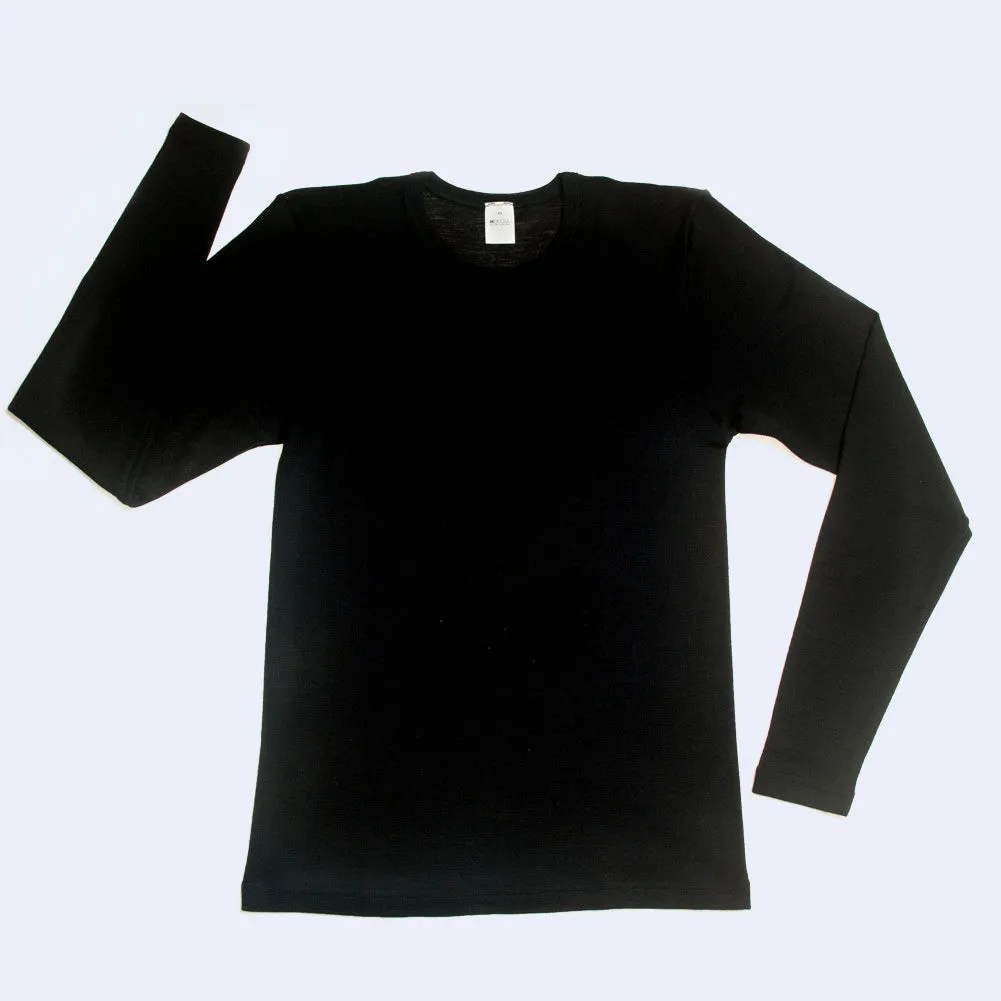 HOCOSA Organic Merino Wool/Silk Long-Sleeve Undershirt for Men or Women, Round-neck