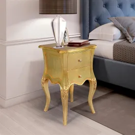 Hollywood Style Hand-Carved Solid Mahogany Gold Side Table