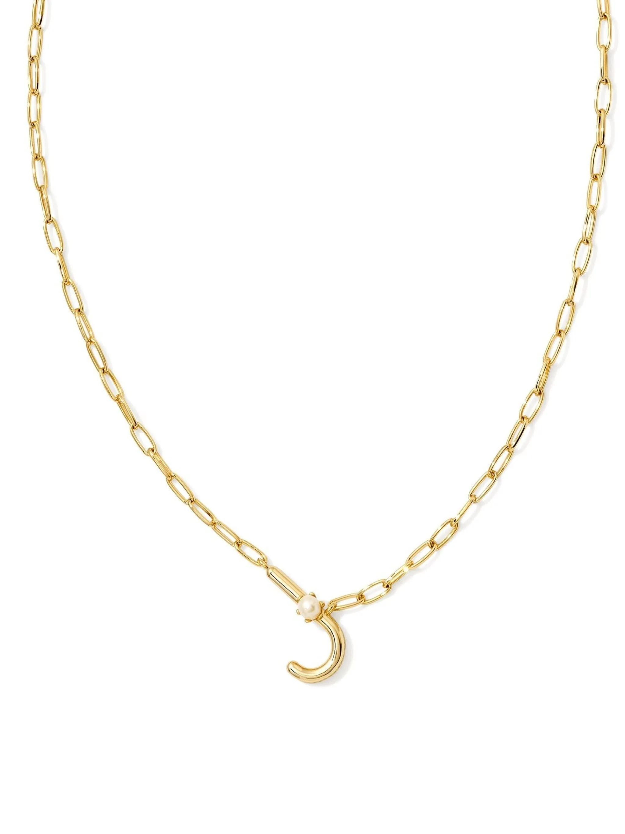 Kendra Scott Pearl Letter Short Pendent - Gold White Pearl
