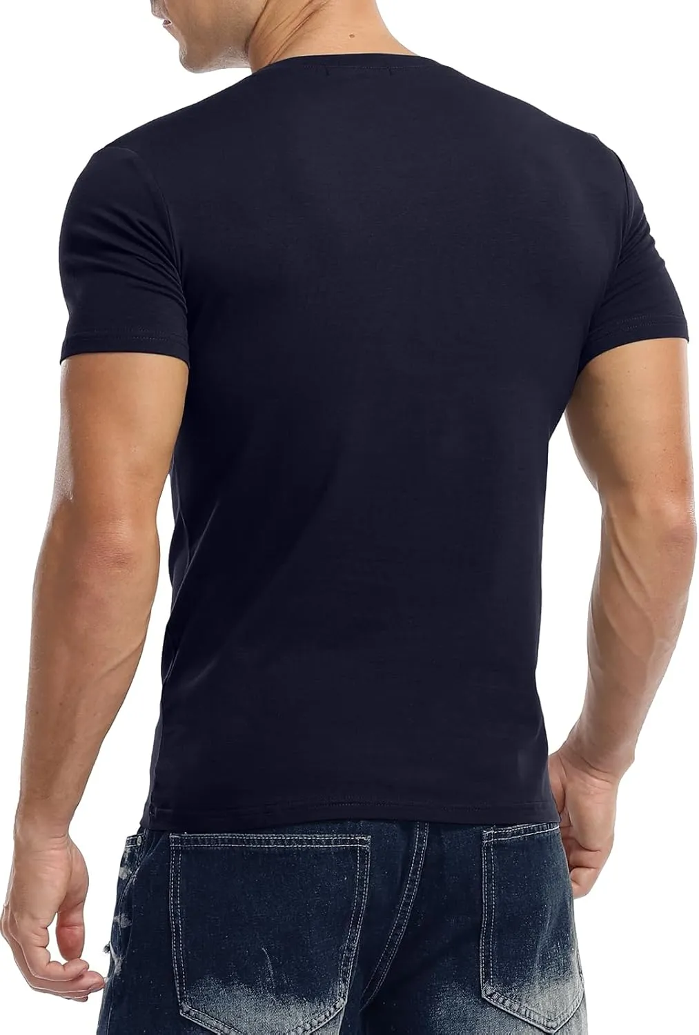 KUYIGO Mens Henley Shirts Slim Fit Short Sleeve Fashion Cotton Tops Tee