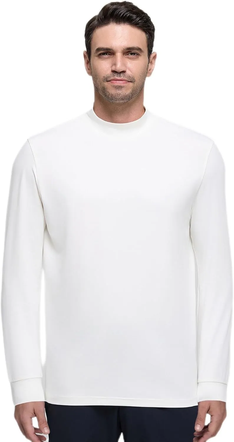 Long Sleeve Shirts for Men Mock Turtleneck Moisture Wicking Business Casual Pullover Undershirts Mens Tee Shirt Top