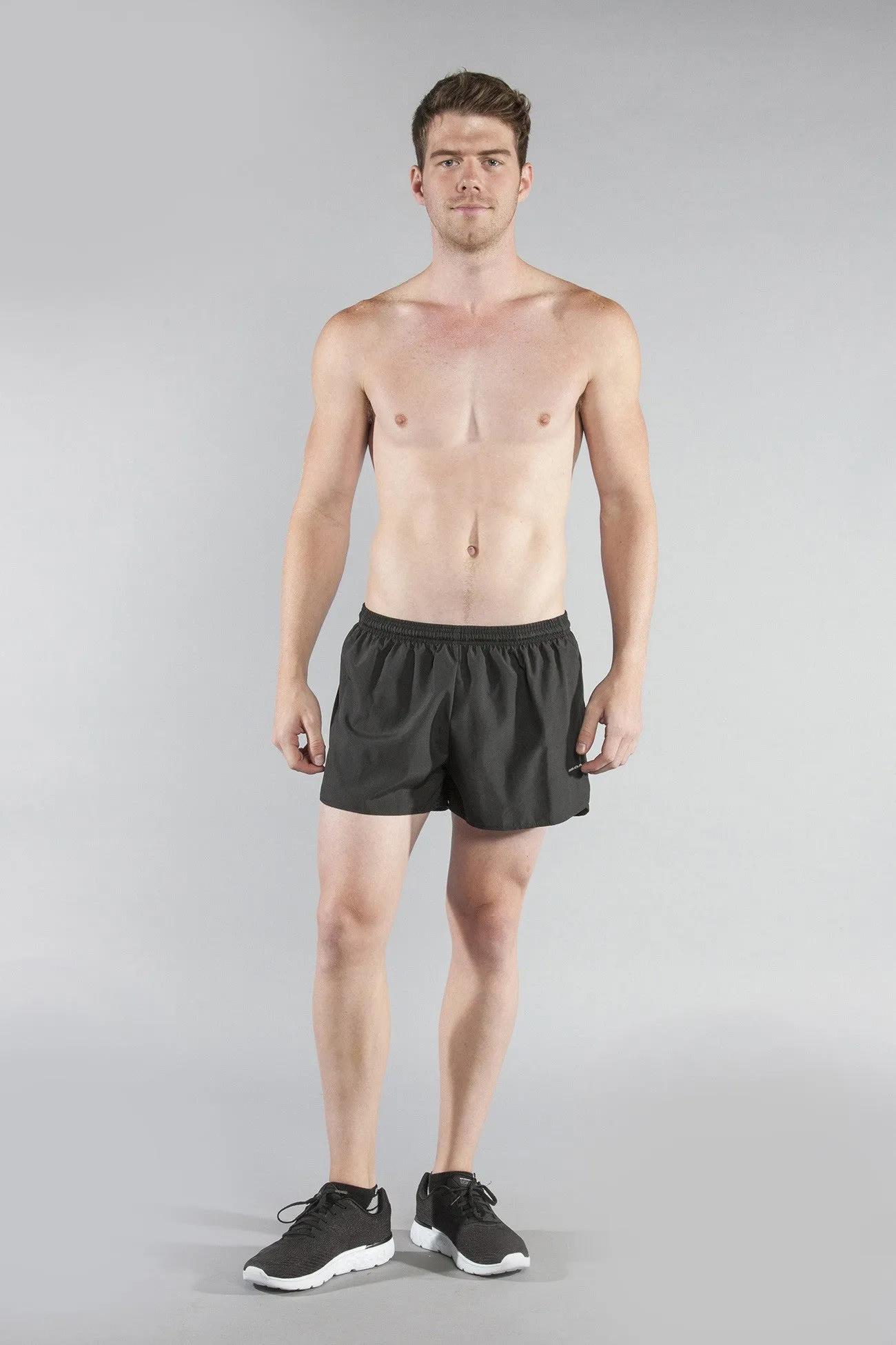 Men's Solid 3" Half Split Trainer Shorts - Black