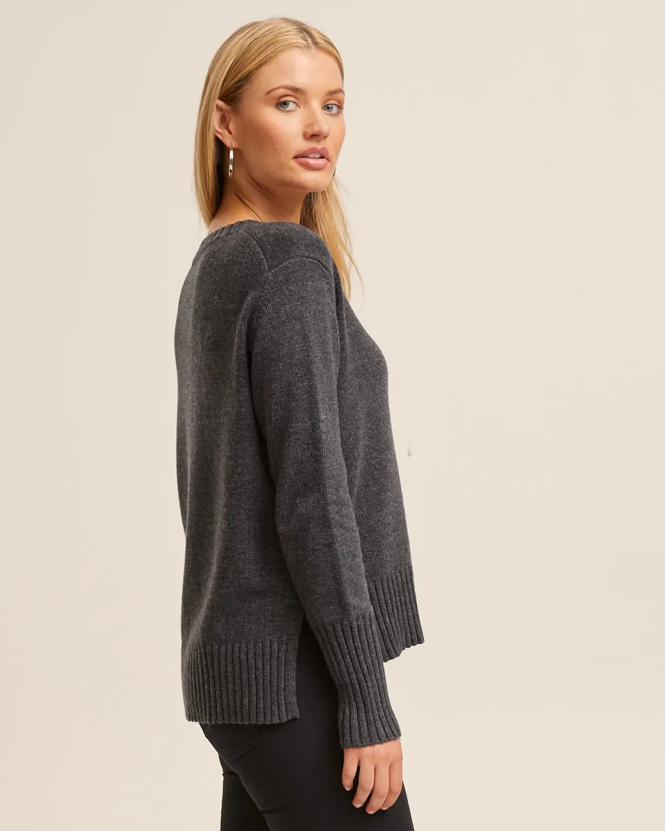 Nursing Knit Sweater -  Charcoal