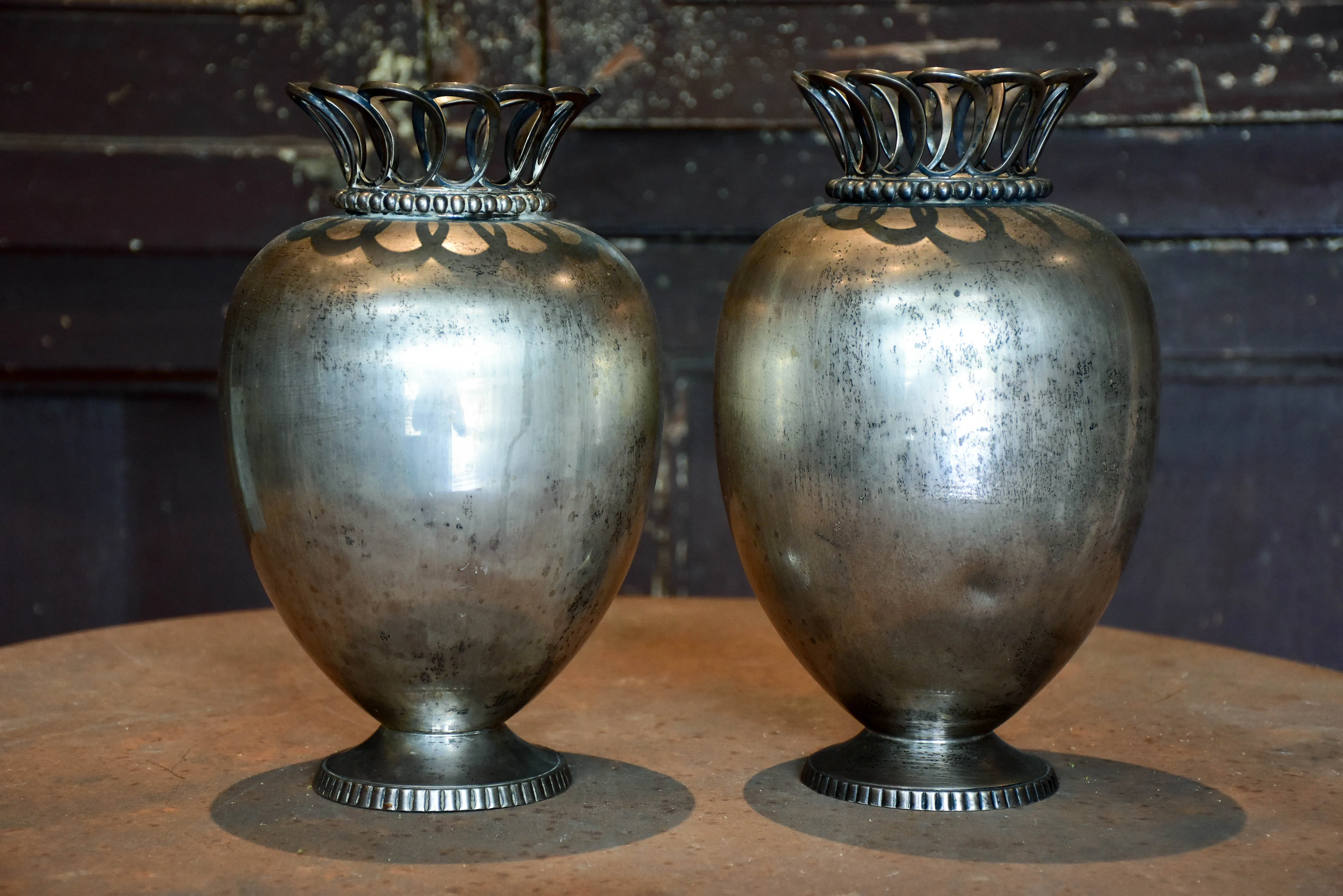 Pair of 19th century silver-plate French vases