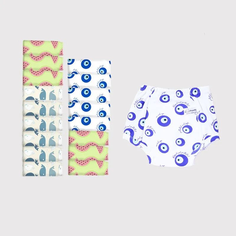 Playtime Trio Size 4 - Snug Potty Training Pull-up Pants Kids 100% Cotton (Fits 4-5 years) - Pack of 18