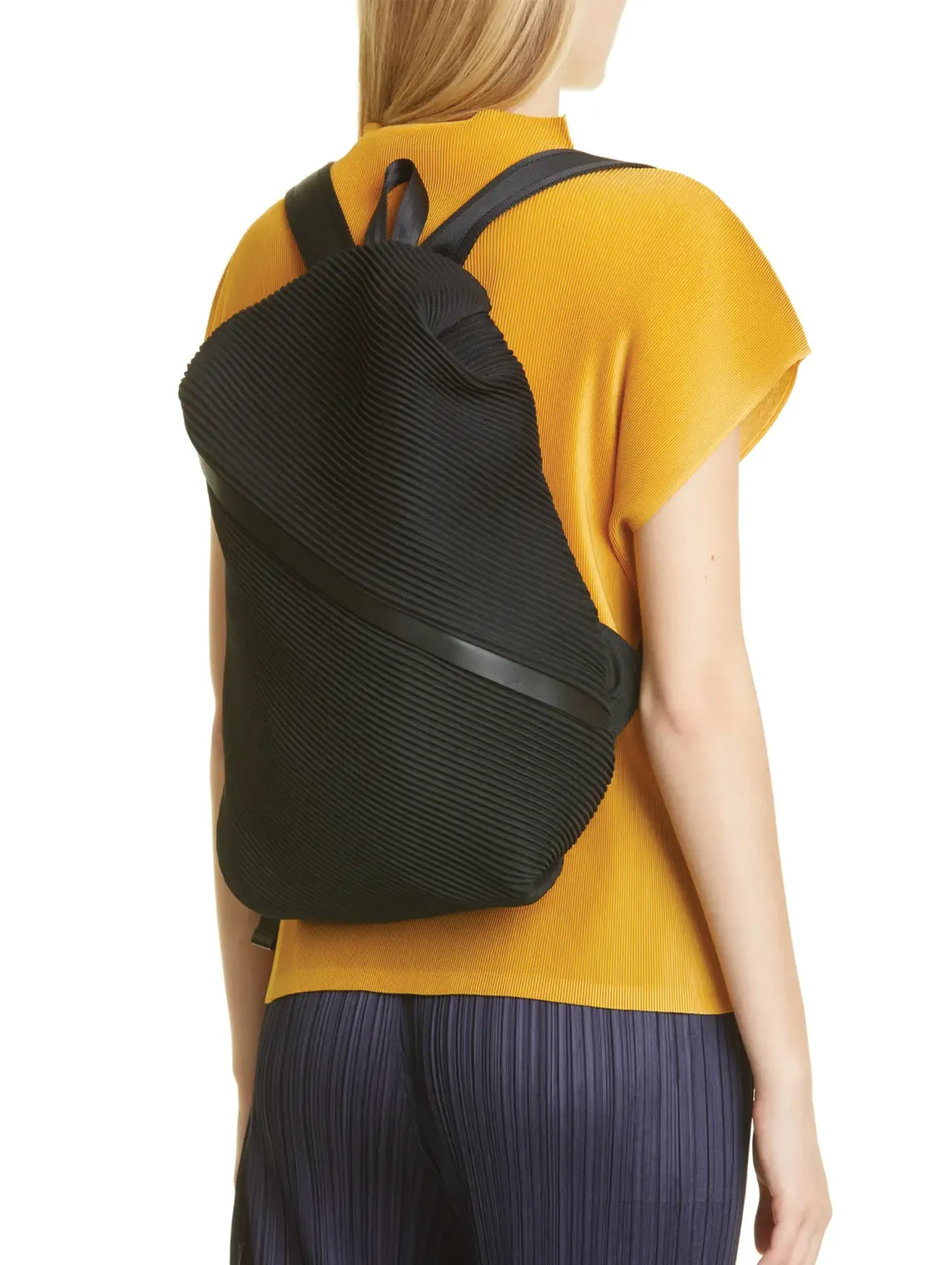 Please Please Issey Miyake Black Bias Pleats Backpack