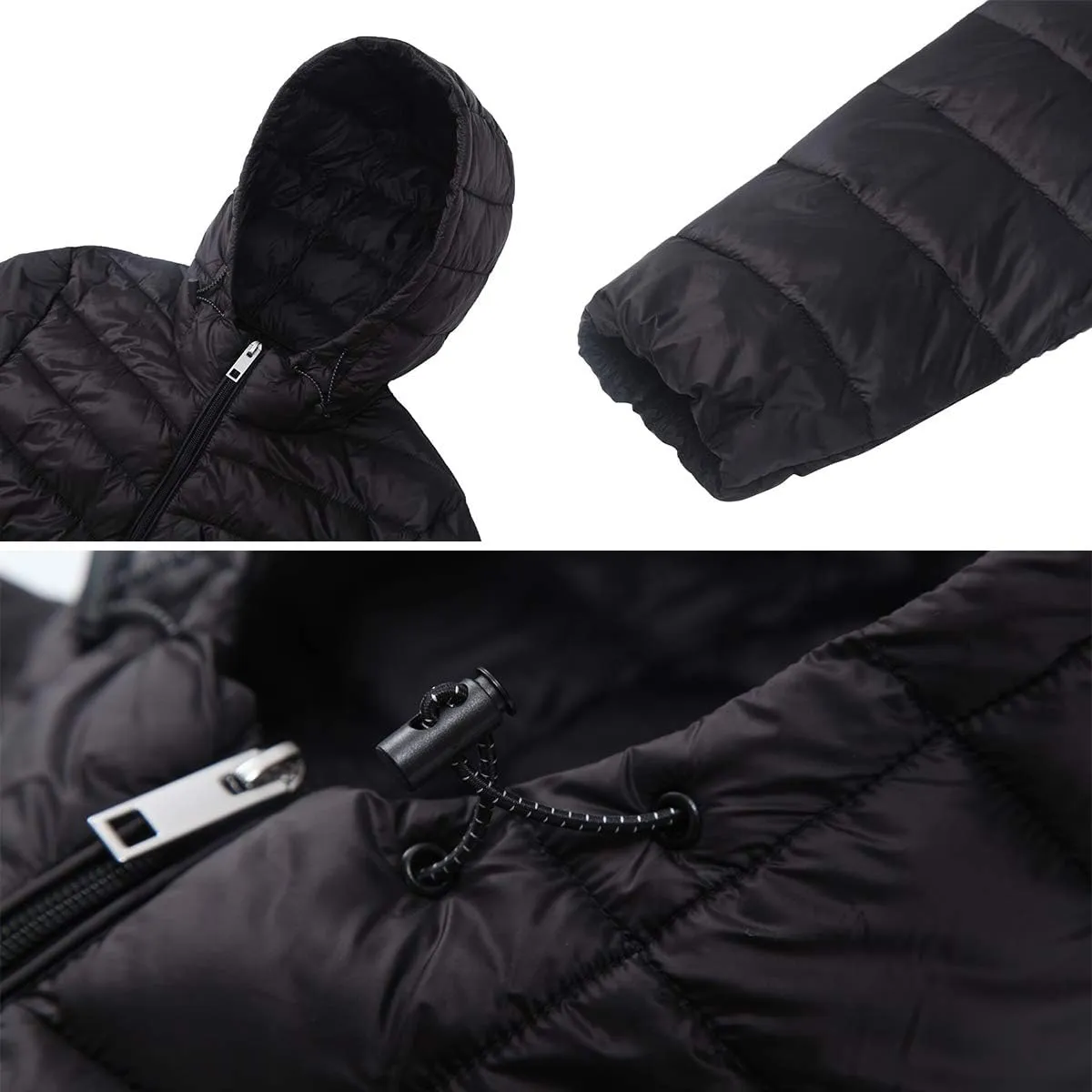 Rokka&Rolla Women's Lightweight Packable Puffer Jacket Water-Resistant Hooded Winter Long Coat