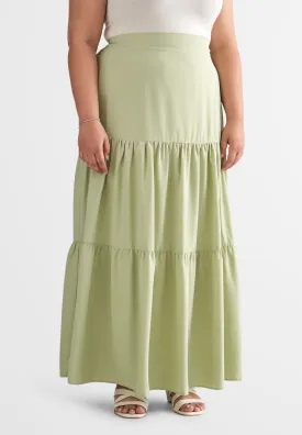 Sandria Long Tiered Skirt - Green