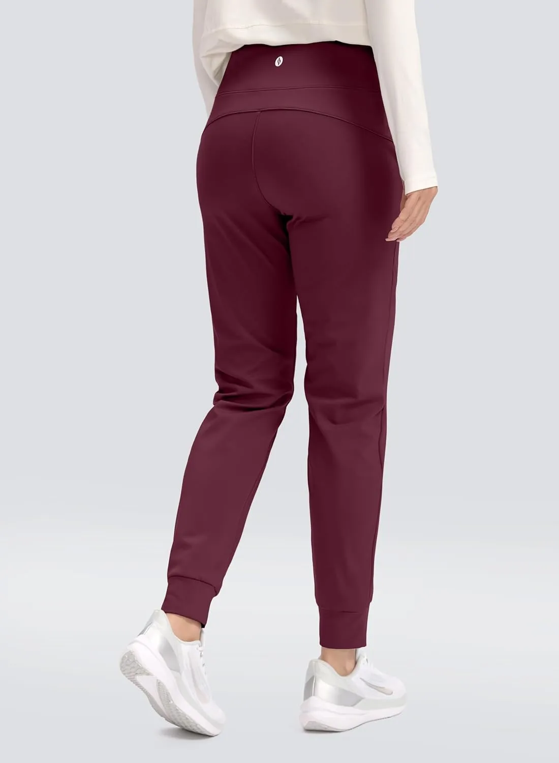 SANTINY Women's Fleece Lined Joggers Water Resistant High Waisted Thermal Sweatpants Winter Pants Hiking Running Pockets