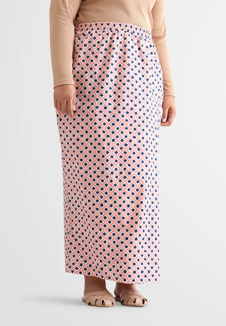 Seroja Raya Eyelet Collection Printed Cotton Skirt - White Shapes