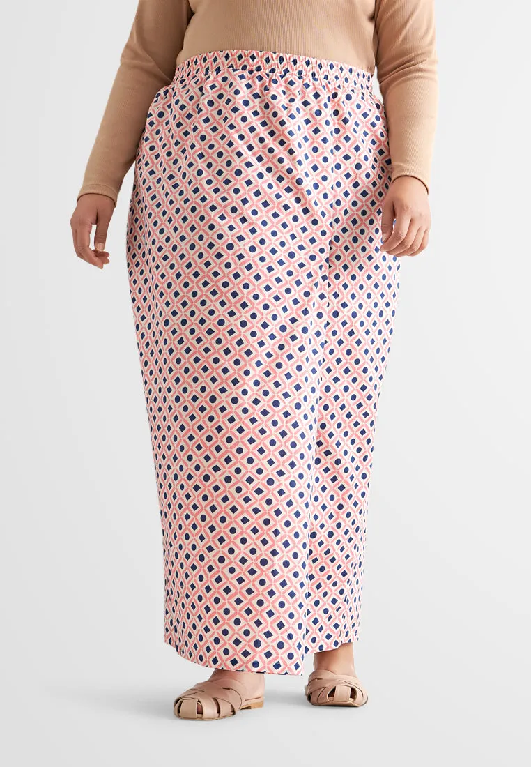 Seroja Raya Eyelet Collection Printed Cotton Skirt - White Shapes