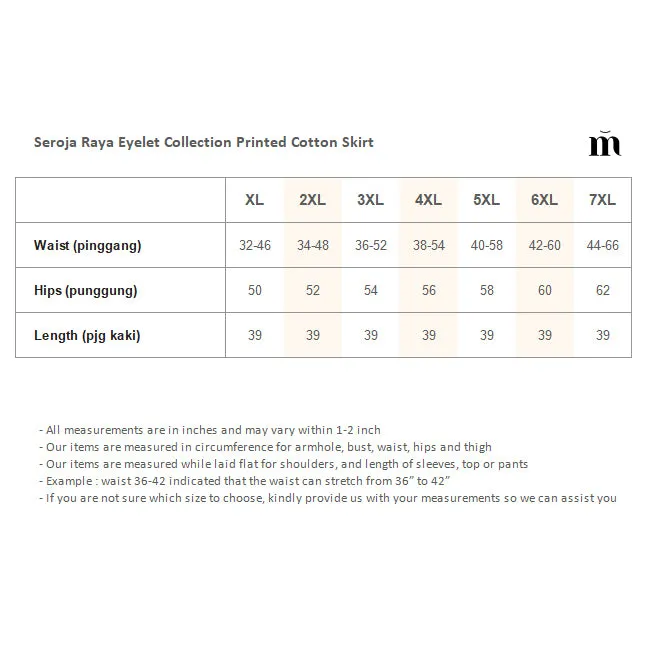 Seroja Raya Eyelet Collection Printed Cotton Skirt - White Shapes
