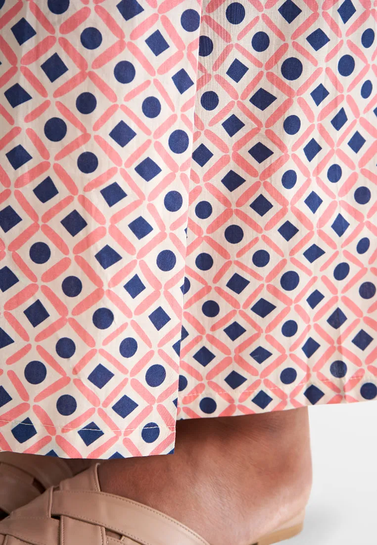 Seroja Raya Eyelet Collection Printed Cotton Skirt - White Shapes