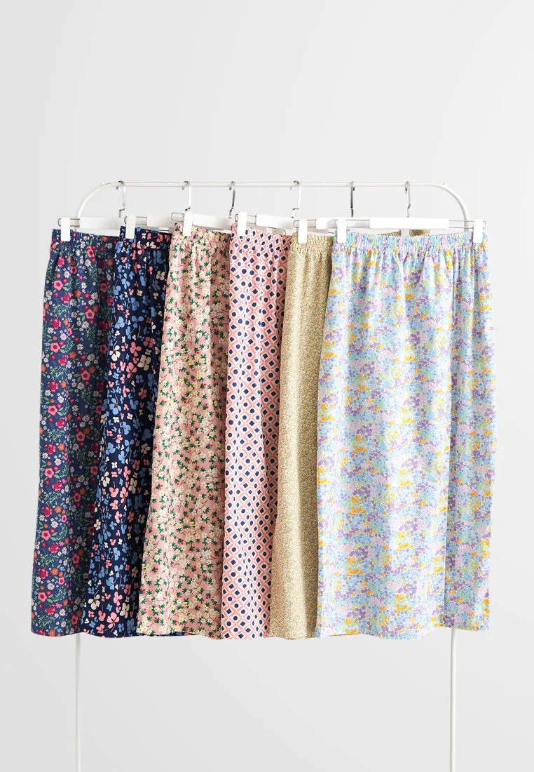 Seroja Raya Eyelet Collection Printed Cotton Skirt - White Shapes