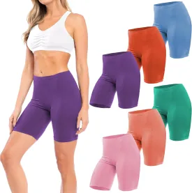 Sexy Basics Women's Cotton Stretch Active Slip Shorts | 3 Pack & 6 Pack Boy Short Boxer Briefs